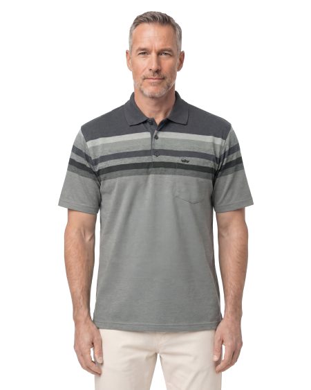Ringel Pike Polo Yaka Tişört — Gri Melanj / Siyah