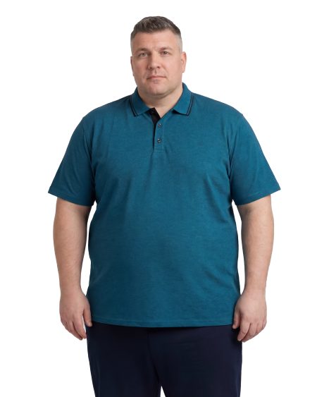 Düz Pike Polo Yaka Tişört — Lacivert / Turkuaz