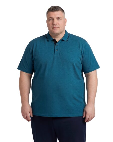 Düz Pike Polo Yaka Tişört — Lacivert / Turkuaz