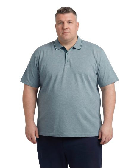 Düz Pike Polo Yaka Tişört — Beyaz / Petrol