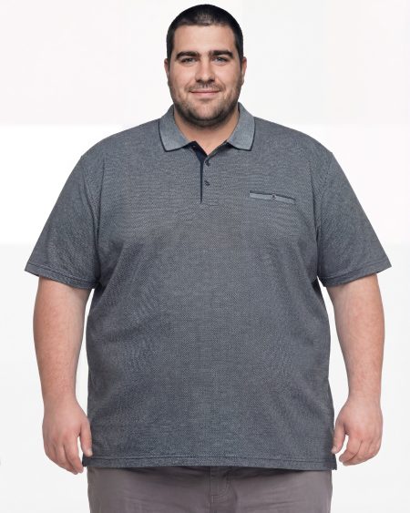 Düz Mini Jakar Polo Yaka Tişört — Lacivert