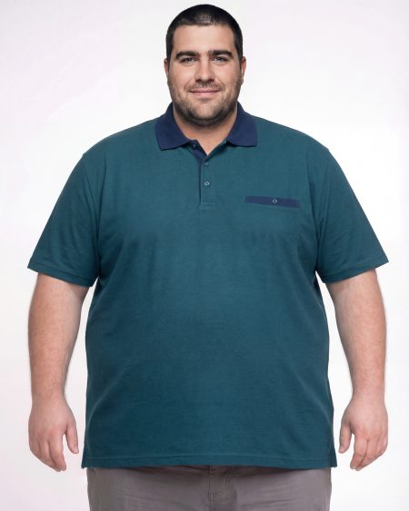 Düz Pike Polo Yaka Tişört — Lacivert / Petrol