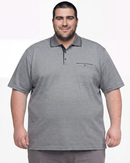 Düz Mini Jakar Polo Yaka Tişört — Füme