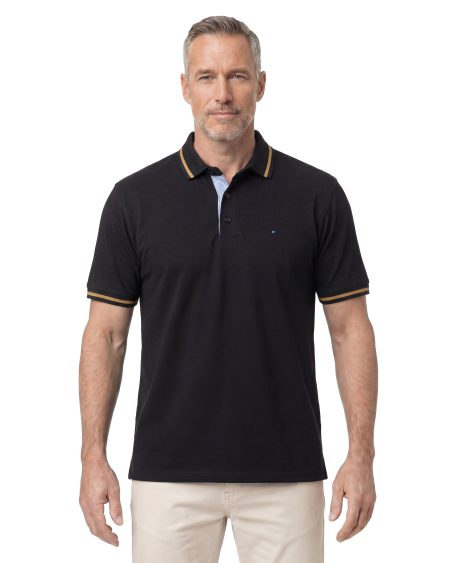 Düz Pike Polo Yaka Tişört — Siyah