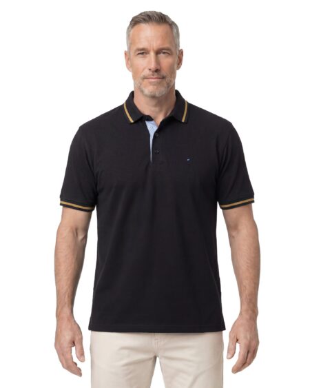 Düz Pike Polo Yaka Tişört — Siyah