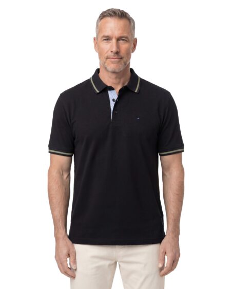 Düz Pike Polo Yaka Tişört — Siyah