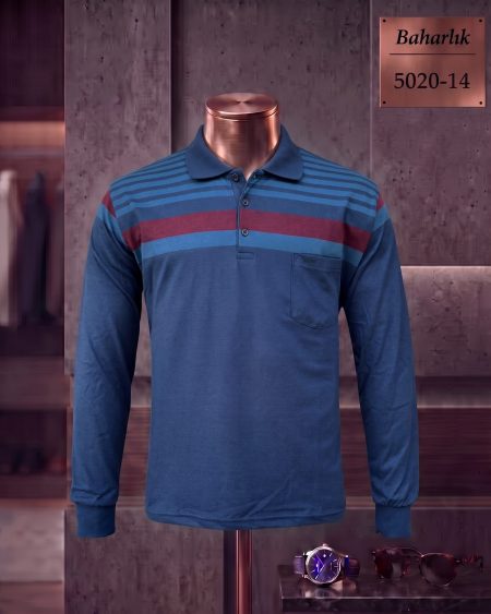 Baharlık Ringel Cepli Polo Yaka Uzun Kollu Tişört — 5020-14